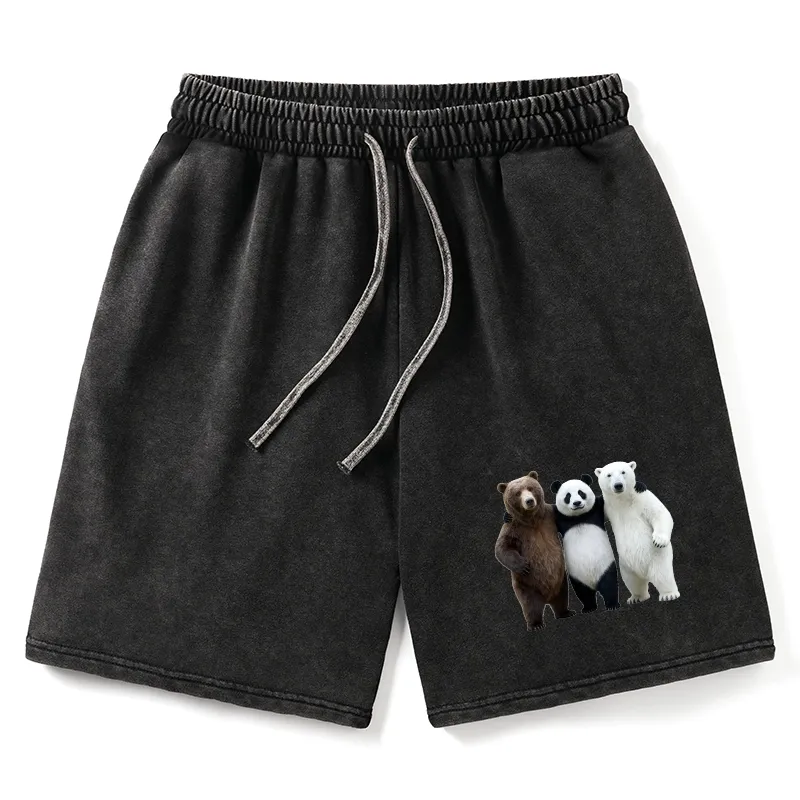 Tokyo-Tiger Three Bears Stand Together Washed Shorts Sale
