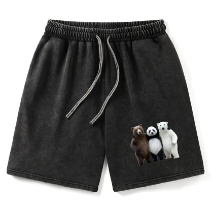 Tokyo-Tiger Three Bears Stand Together Washed Shorts