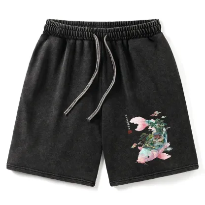 Tokyo-Tiger Journey Of The Flowing Koi Washed Shorts