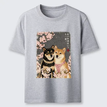 Tokyo-Tiger Two Shibas And Sakura Flowers Classic T-Shirt