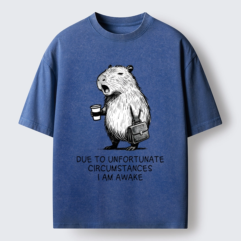 Tokyo-Tiger Capybara Is Awake Against Its Will Washed T-Shirt