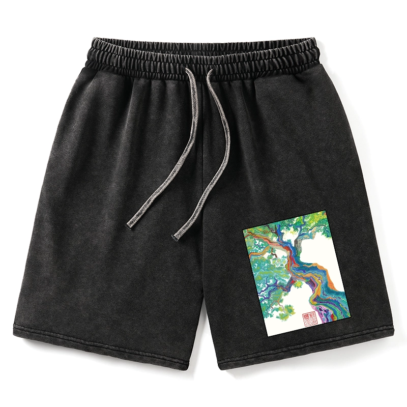 Tokyo-Tiger Colorful Magic Tree Washed Shorts