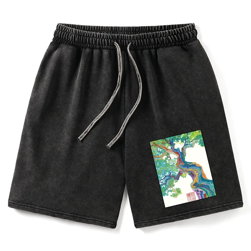 Tokyo-Tiger Colorful Magic Tree Washed Shorts