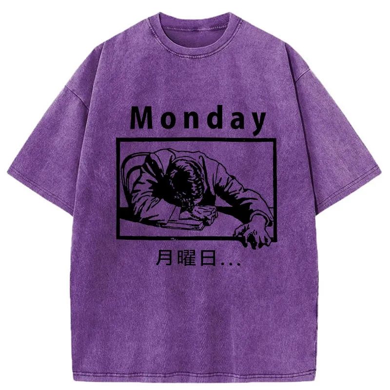 Tokyo-Tiger Painful Monday Funny Washed T-Shirt