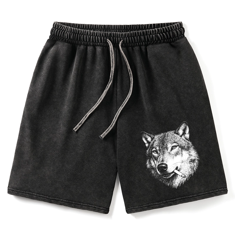 Tokyo-Tiger Cool Wolf Meme Bad Decisions Pending Washed Shorts