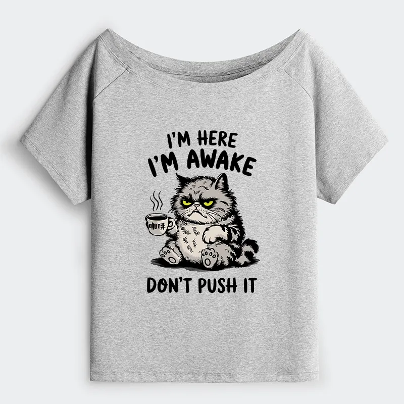 Tokyo-Tiger Tired Cat Off Shoulder T-Shirt