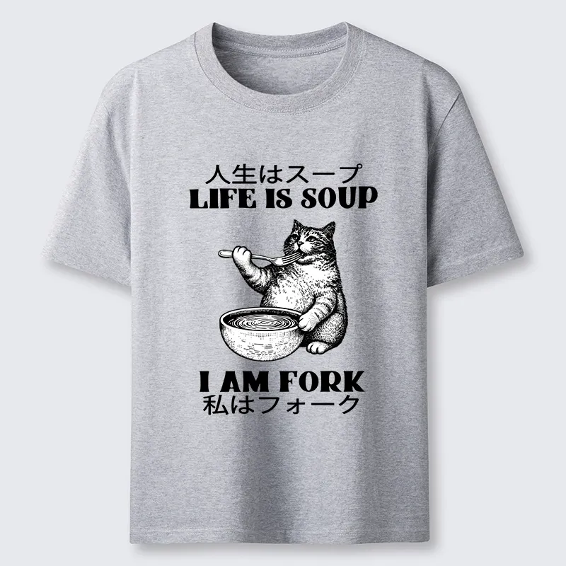 Tokyo-Tiger Cat Eating Soup With A Fork Classic T-Shirt