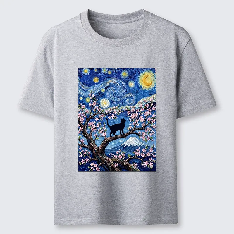Tokyo-Tiger Van Gogh Style Cat With Mount Fuji Classic T-Shirt