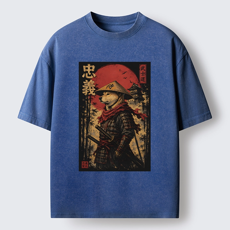 Tokyo-Tiger Loyal Samurai Dog With A Sword Washed T-Shirt