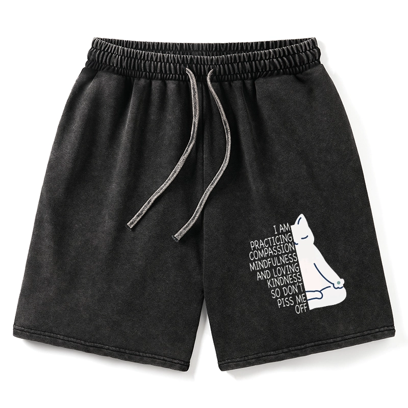 Tokyo-Tiger Calm Black Cat With Anger Issues Washed Shorts