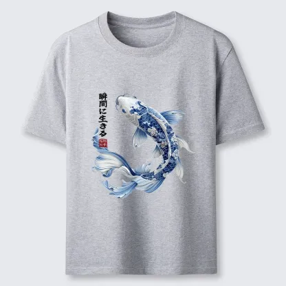 Tokyo-Tiger Blue And White Koi Fish Japanese Art Print Classic T-Shirt