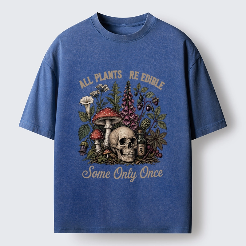 Tokyo-Tiger Poisonous Plants And Skull Dark Humor Washed T-Shirt