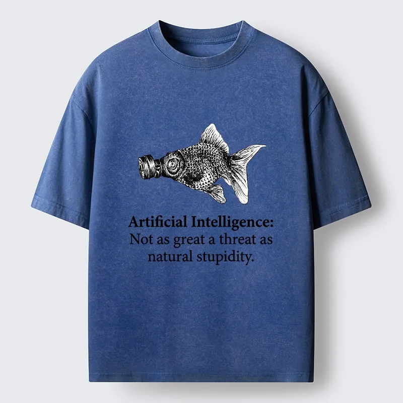 Tokyo-Tiger Natural Stupidity Beats AI Every Time Washed T-Shirt
