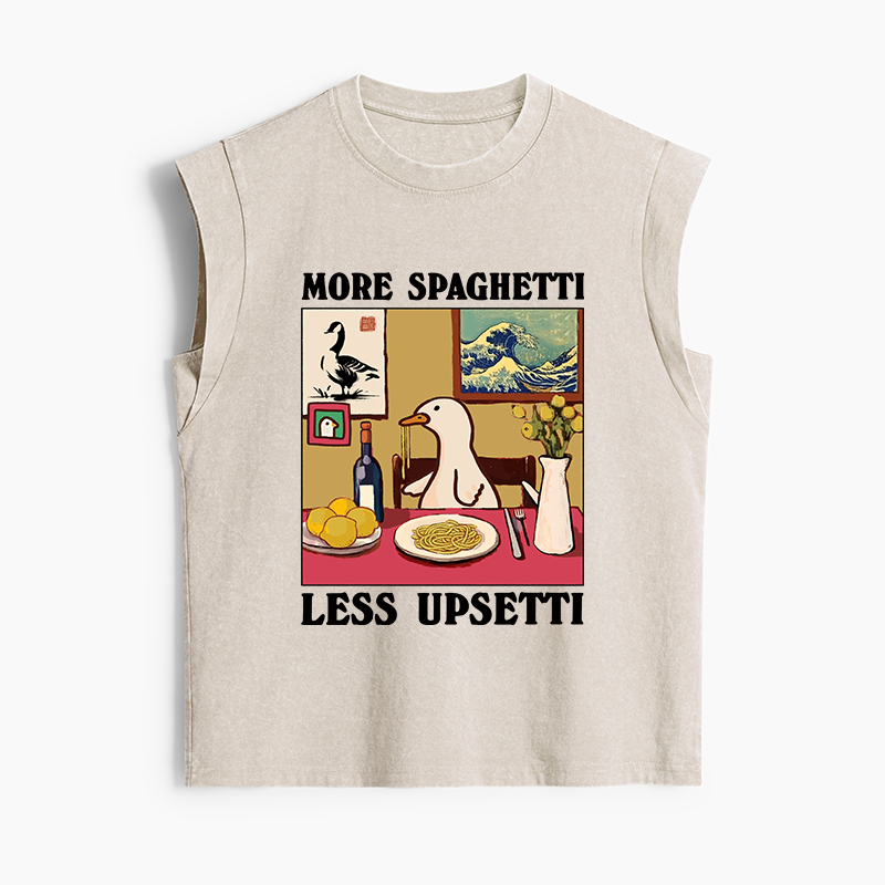 Tokyo-Tiger More Spaghetti Less Upsetti Goose Women's Washed Tank Tops