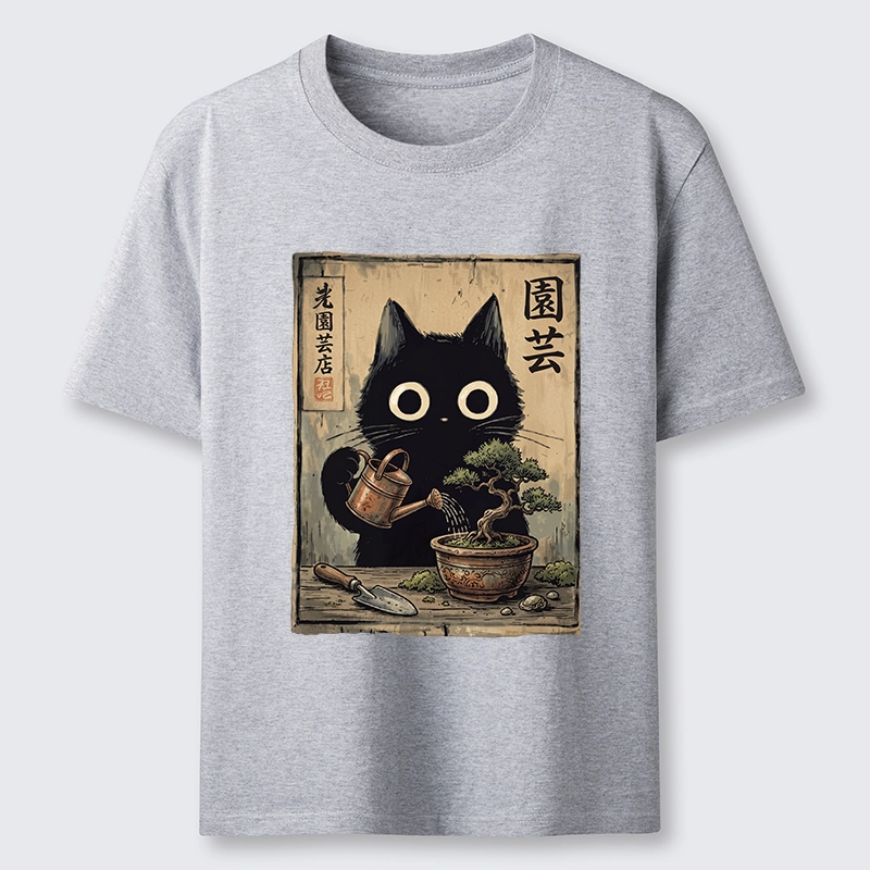 Tokyo-Tiger Black Cat Watering Bonsai Tree Classic T-Shirt