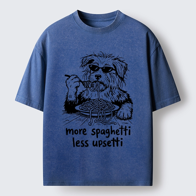 Tokyo-Tiger Cool Dog Eating Spaghetti Like A Boss Washed T-Shirt