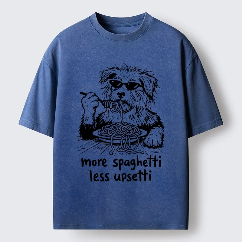 Tokyo-Tiger Cool Dog Eating Spaghetti Like A Boss Washed T-Shirt