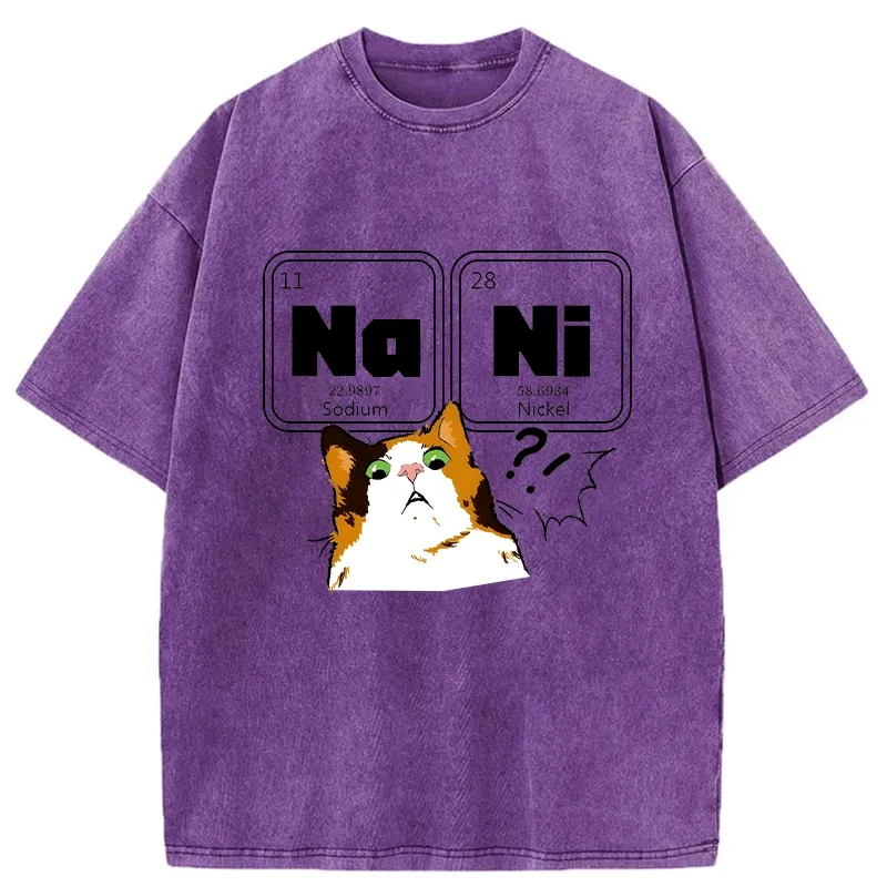 Tokyo-Tiger Funny NaNi Cat Washed T-Shirt