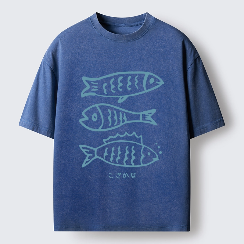 Tokyo-Tiger Three Simple Fish Swimming In The Sea Washed T-Shirt