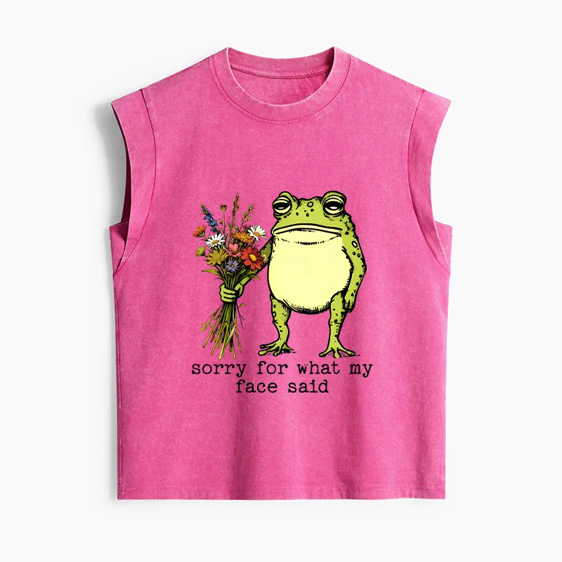 Tokyo-Tiger Frog Sorry Mode Activated Women's Washed Tank Tops Sale