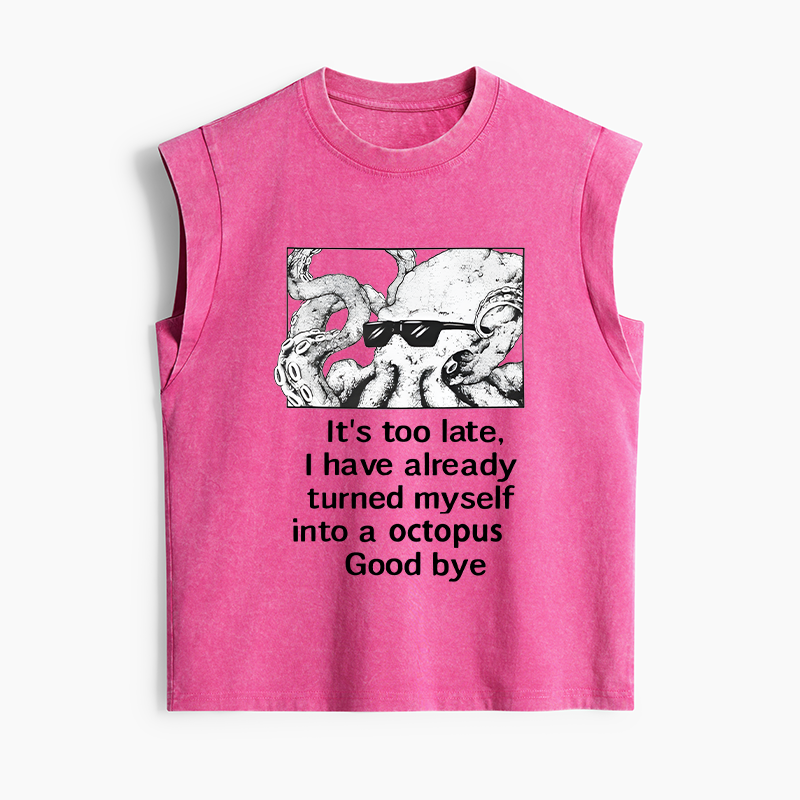 Tokyo-Tiger Octopus Meme I Disappeared Completely Women's Washed Tank Tops