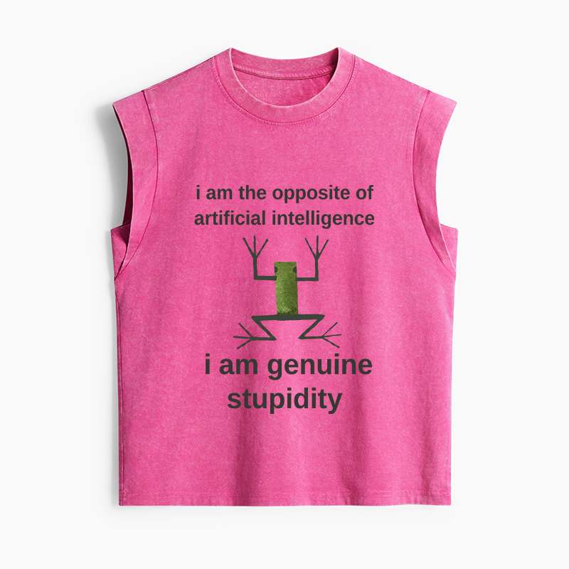 Tokyo-Tiger Genuine Stupidity Frog Meme Women's Washed Tank Tops