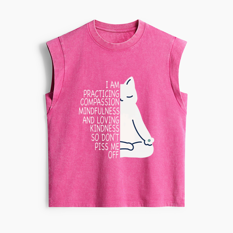Tokyo-Tiger Calm Black Cat With Anger Issues Women's Washed Tank Tops