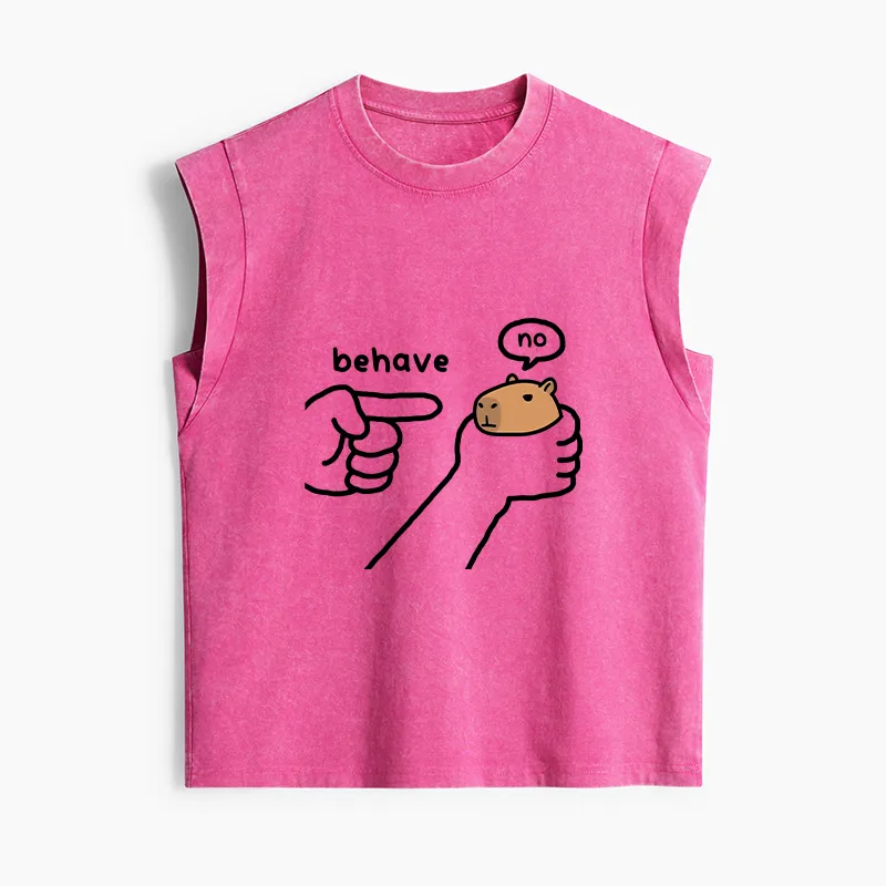 Tokyo-Tiger Dishonest Capybara Women's Washed Tank Tops