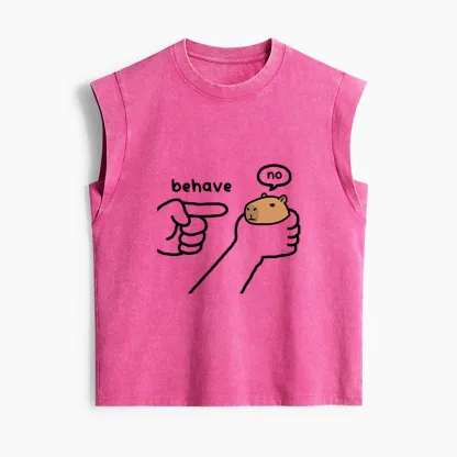 Tokyo-Tiger Dishonest Capybara Women's Washed Tank Tops