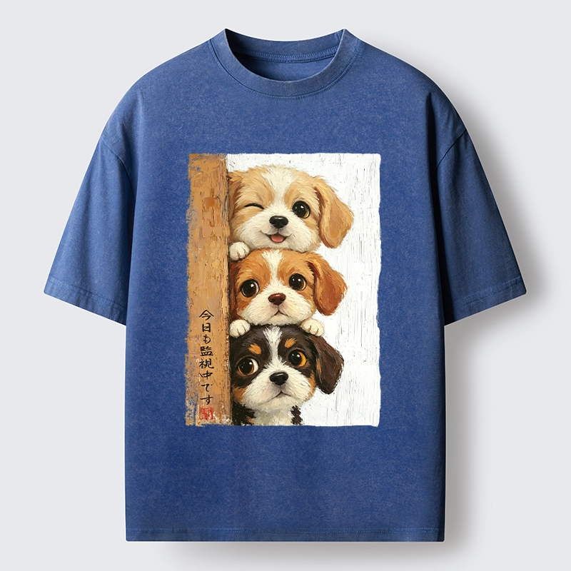 Tokyo-Tiger Dog Squad Watching You Washed T-Shirt
