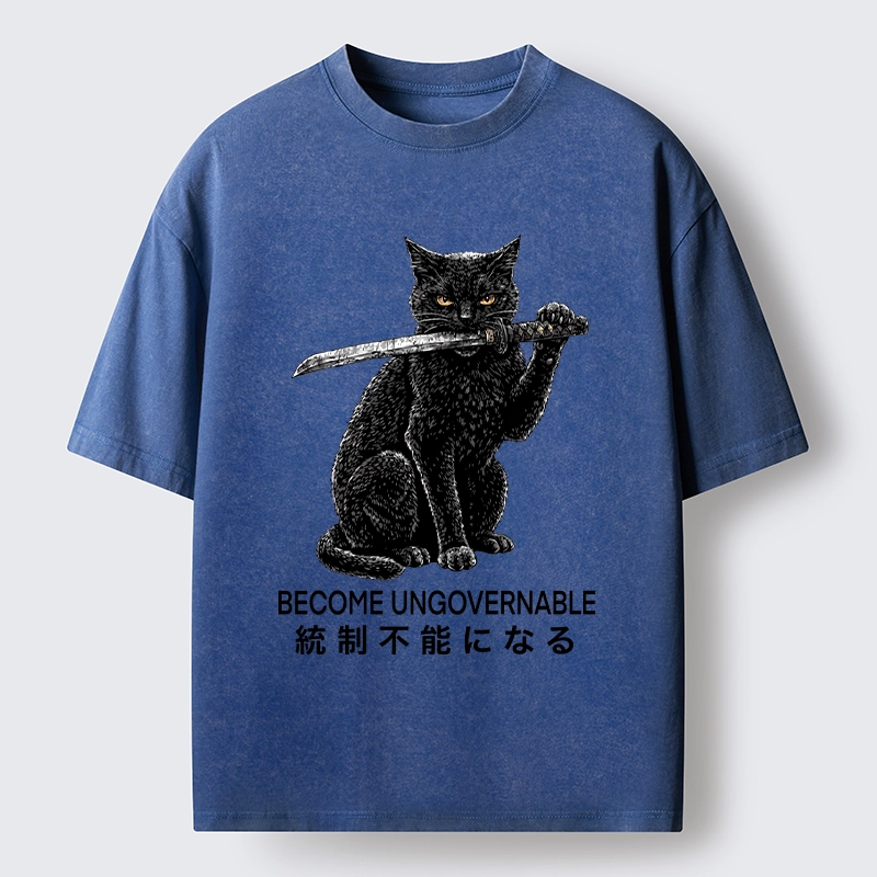 Tokyo-Tiger Black Cat Chaos Mode On Washed T-Shirt