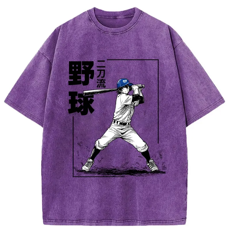 Tokyo-Tiger Two-way Baseball Player Washed T-Shirt