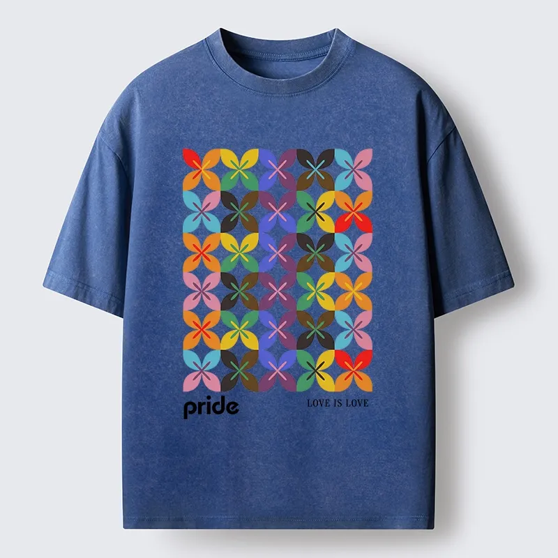 Tokyo-Tiger Pride Geometric Flower Pattern Washed T-Shirt