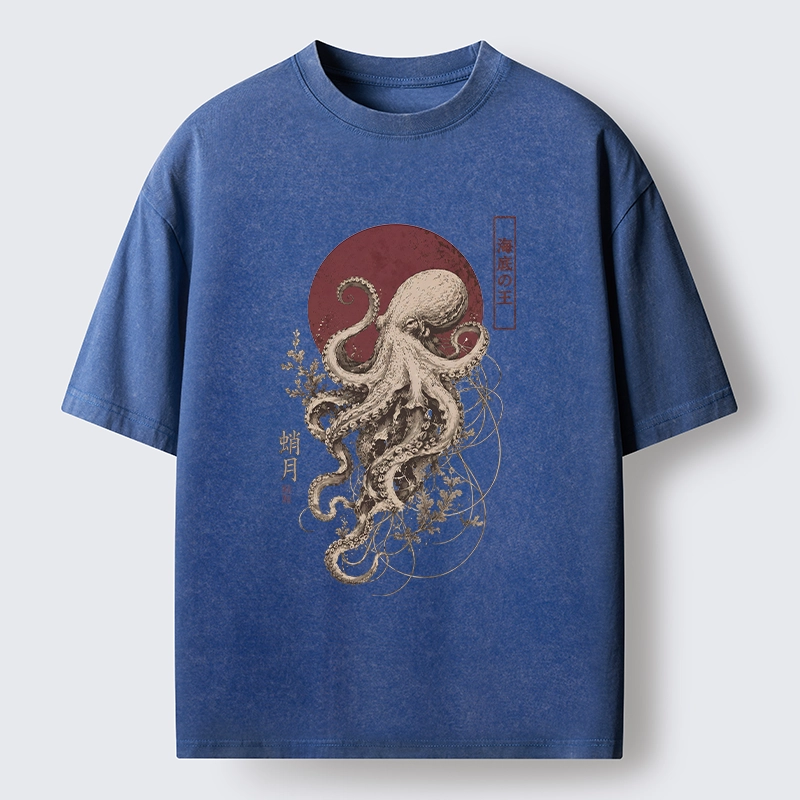 Tokyo-Tiger Deep Sea King Octopus Washed T-Shirt