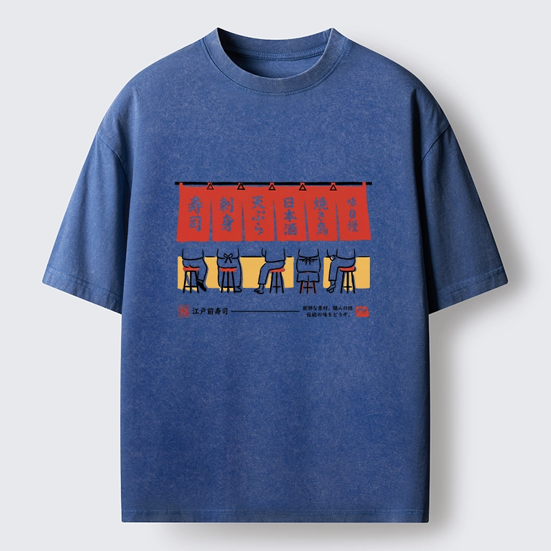 Tokyo-Tiger Edomae Sushi Night Vibes Washed T-Shirt