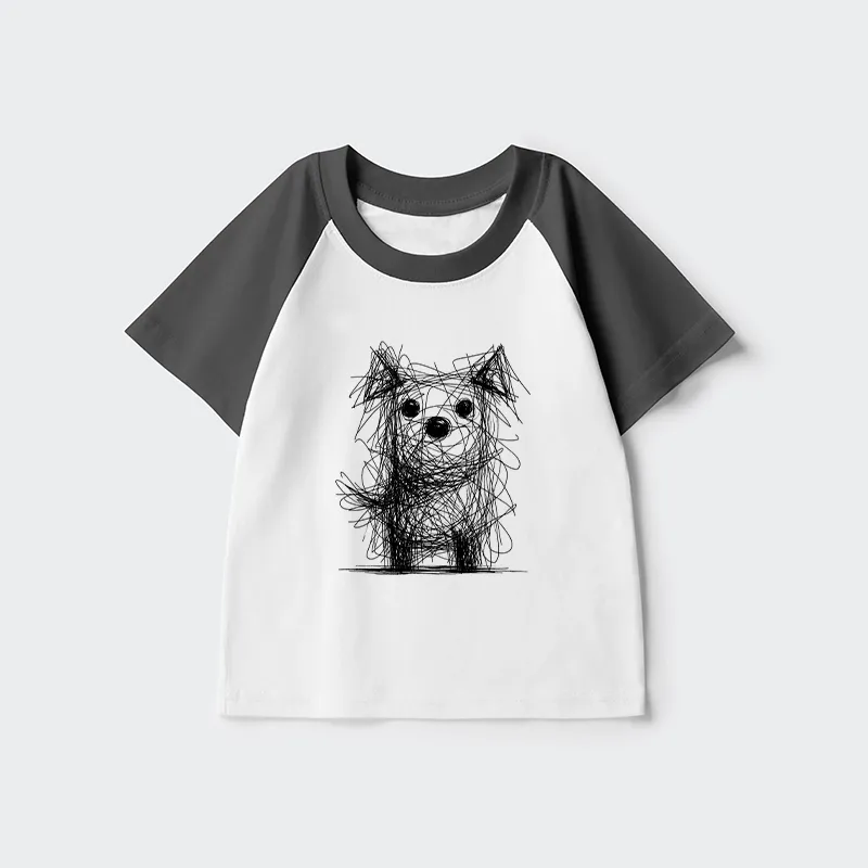 Tokyo-Tiger Scruffy Dog Chaos Art Kids Raglan T-shirt