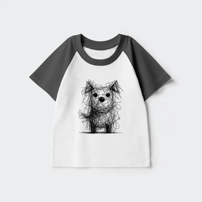 Tokyo-Tiger Scruffy Dog Chaos Art Kids Raglan T-shirt