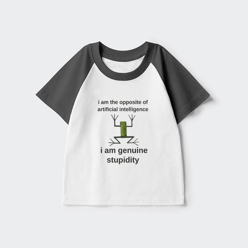 Tokyo-Tiger Genuine Stupidity Frog Meme Kids Raglan T-shirt