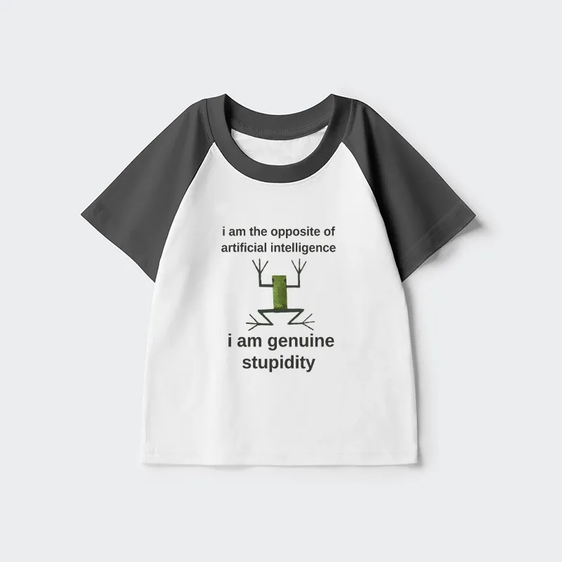 Tokyo-Tiger Genuine Stupidity Frog Meme Kids Raglan T-shirt