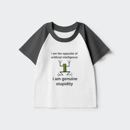 Tokyo-Tiger Genuine Stupidity Frog Meme Kids Raglan T-shirt
