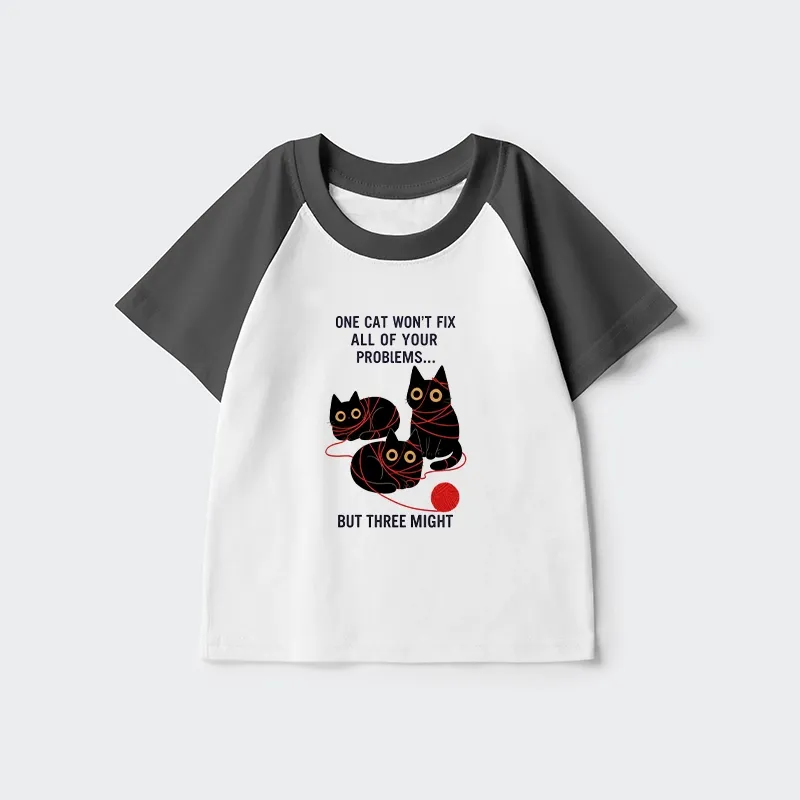 Tokyo-Tiger Three Cats Fix All Problems Kids Raglan T-shirt