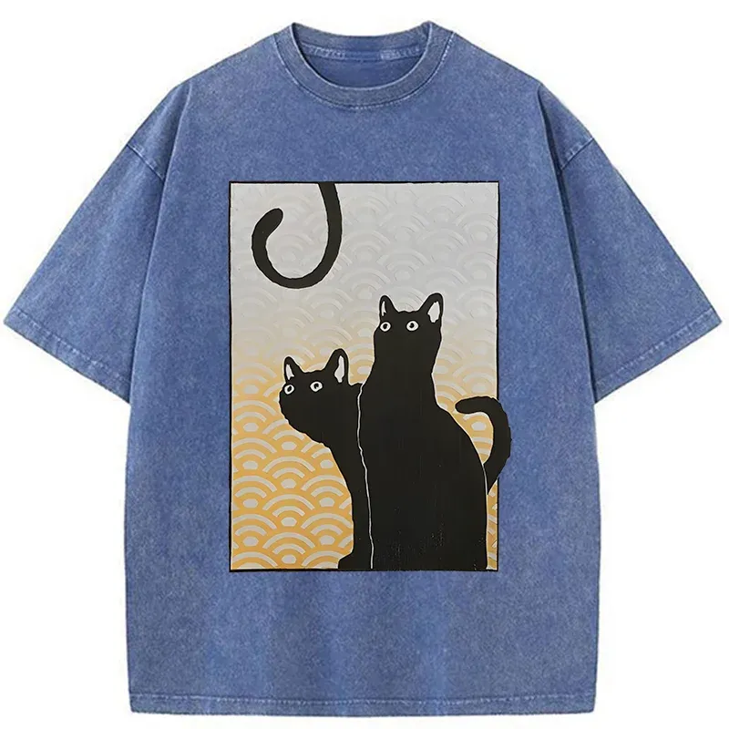 Tokyo-Tiger Three Black Cats Washed T-Shirt