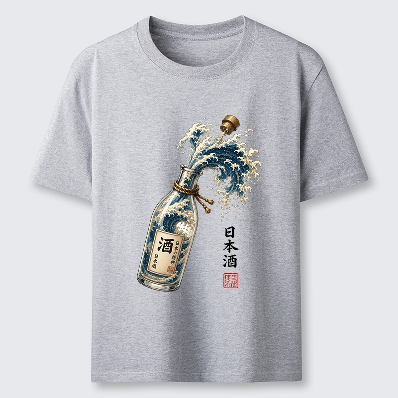 Tokyo-Tiger Ocean Wave Poured From A Sake Bottle Classic T-Shirt
