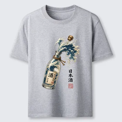 Tokyo-Tiger Ocean Wave Poured From A Sake Bottle Classic T-Shirt