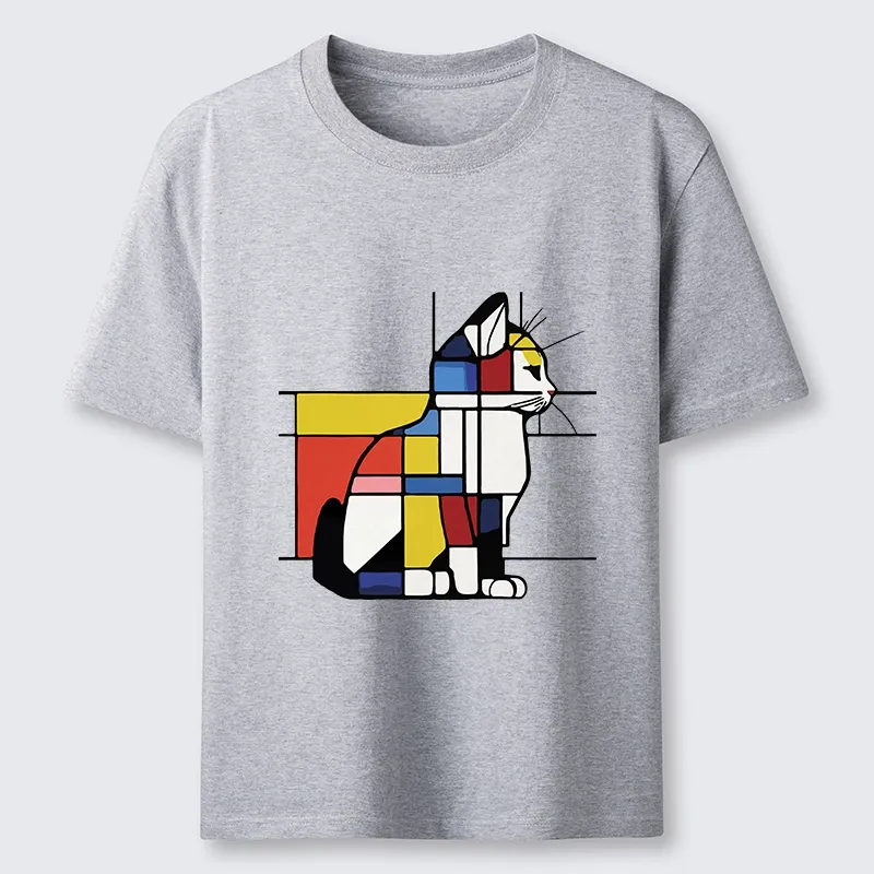Tokyo-Tiger Geometric Cat Art In Primary Colors Classic T-Shirt