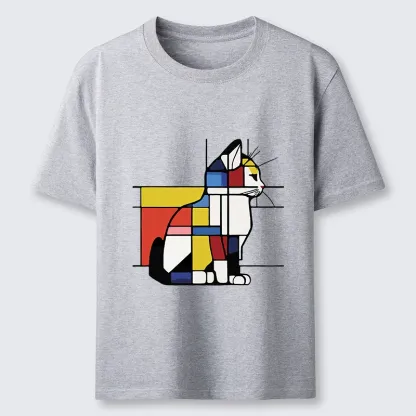 Tokyo-Tiger Geometric Cat Art In Primary Colors Classic T-Shirt
