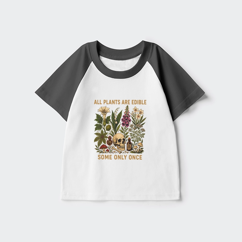 Tokyo-Tiger Edible Plants Some Only Once Joke Kids Raglan T-shirt