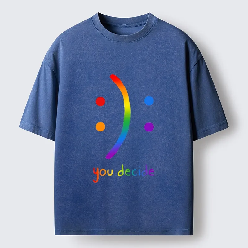 Tokyo-Tiger Colorful Rainbow Emoji You Decide Washed T-Shirt