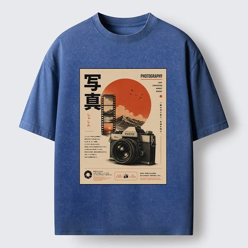 Tokyo-Tiger Vintage Japanese Photography Camera Poster Washed T-Shirt