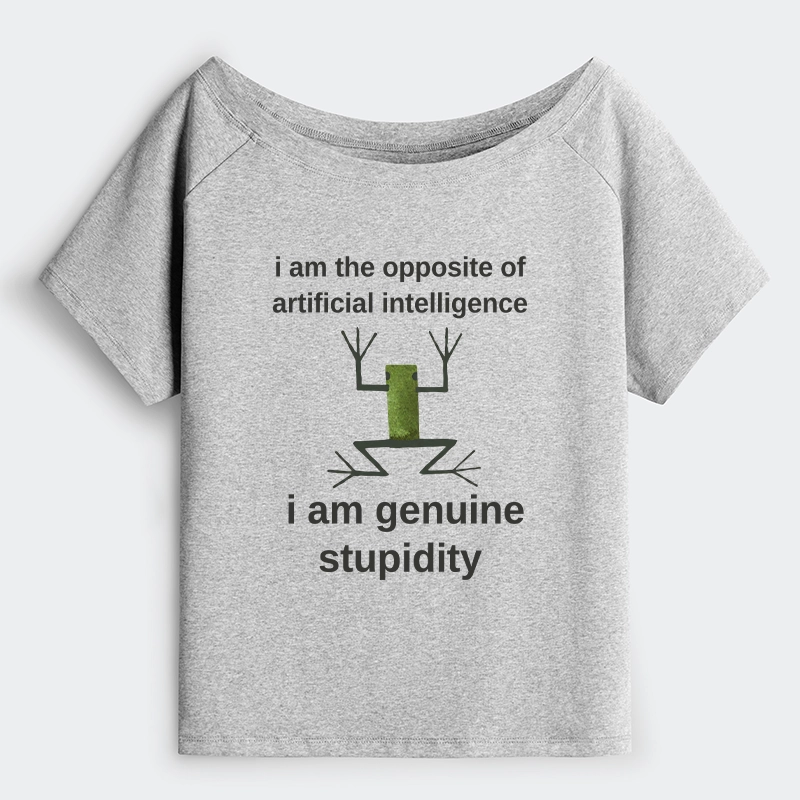 Tokyo-Tiger Genuine Stupidity Frog Meme Off Shoulder T-Shirt